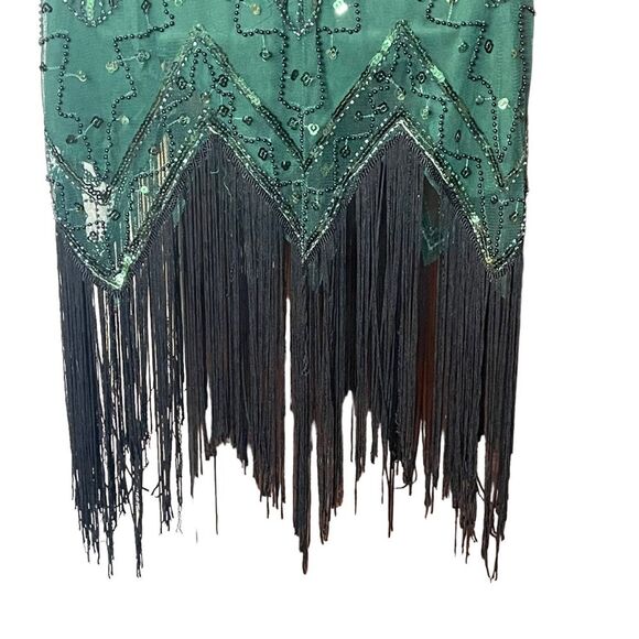 Metme Green Black Beaded 20s Flapper Dress Costume, size XS - Picture 6 of 8